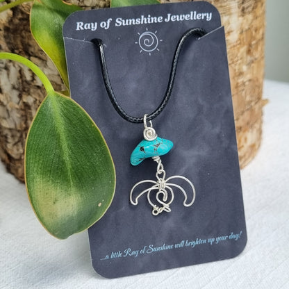 Turtle with Blue Howllite Sterling Silver Pendant - Ray of Sunshine