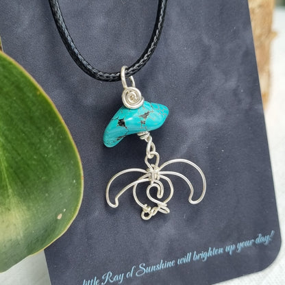 Turtle with Blue Howllite Sterling Silver Pendant - Ray of Sunshine