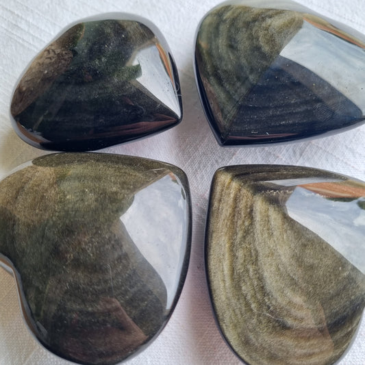 Gold Sheen Obsidian Heart - A Grade