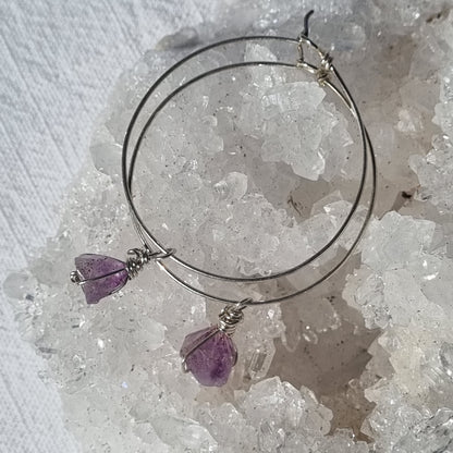 Amethyst Point Hoop Earrings - Ray of Sunshine