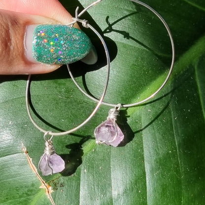 Amethyst Point Hoop Earrings - Ray of Sunshine