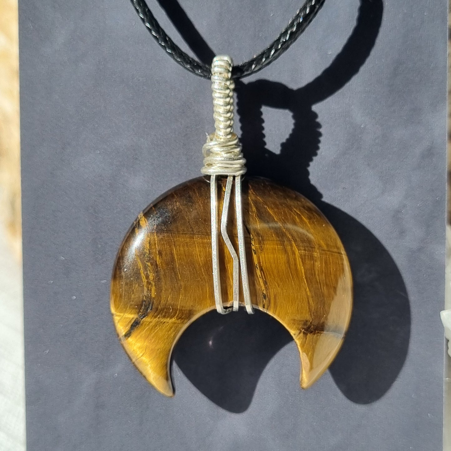 Tigers Eye Moon Silver Pendant - Ray of Sunshine