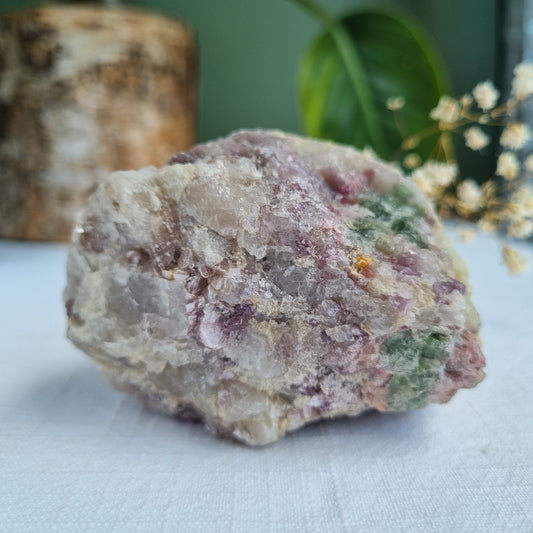 Lepidolite with Epidote, Quartz and Watermelon Tourmaline Rough - 363g