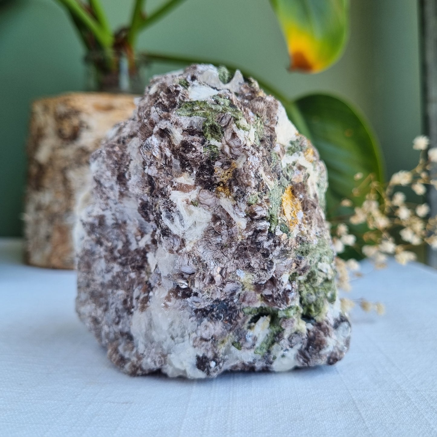 Lepidolite with Epidote, Quartz and Green Tourmaline Rough - 1.05kg