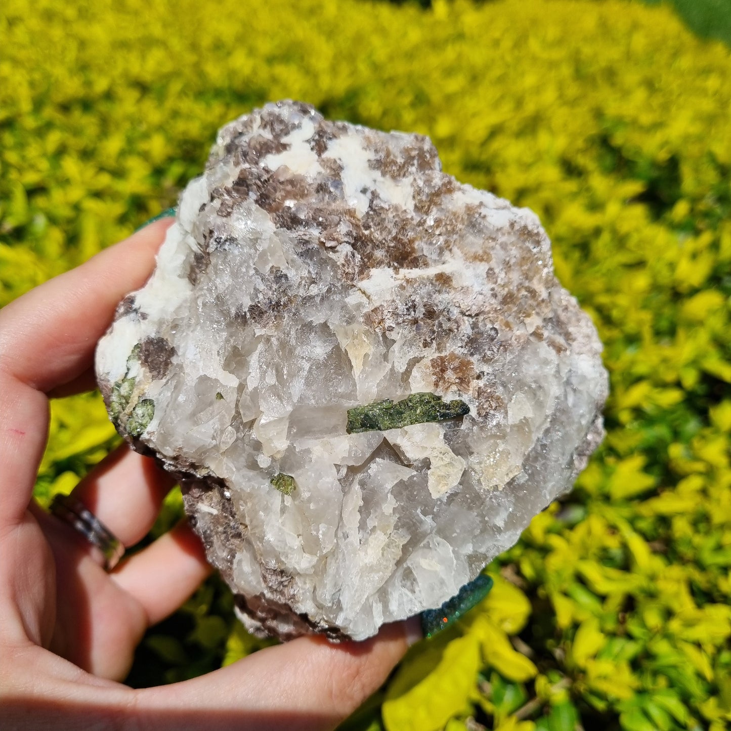 Lepidolite with Epidote, Quartz and Green Tourmaline Rough - 1.05kg