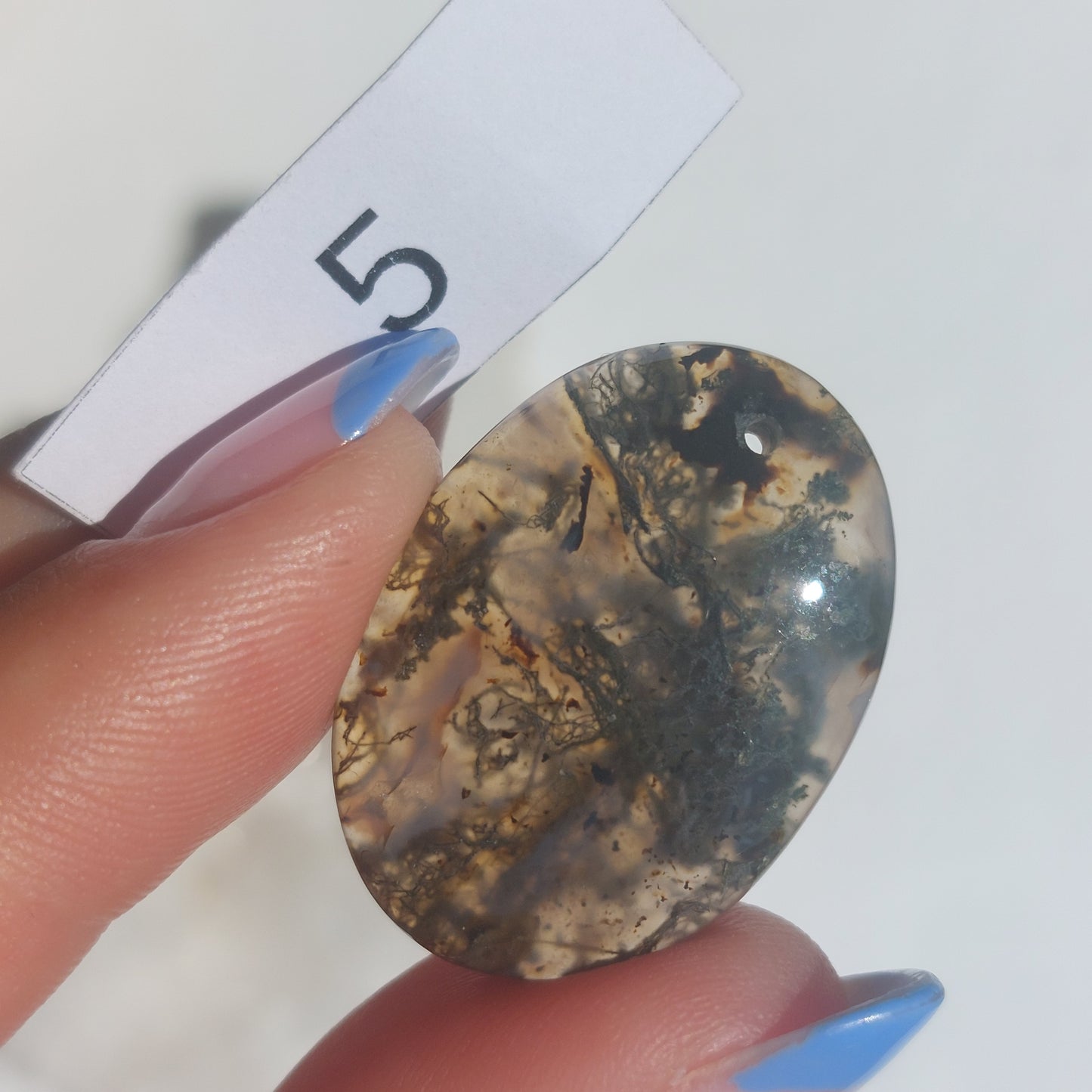 Moss Agate Drilled Cabochon