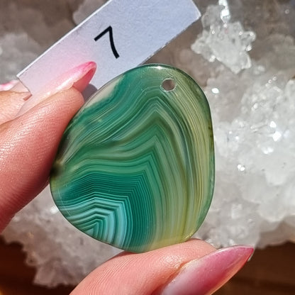 Green Agate - Dyed - Drilled Cabochon