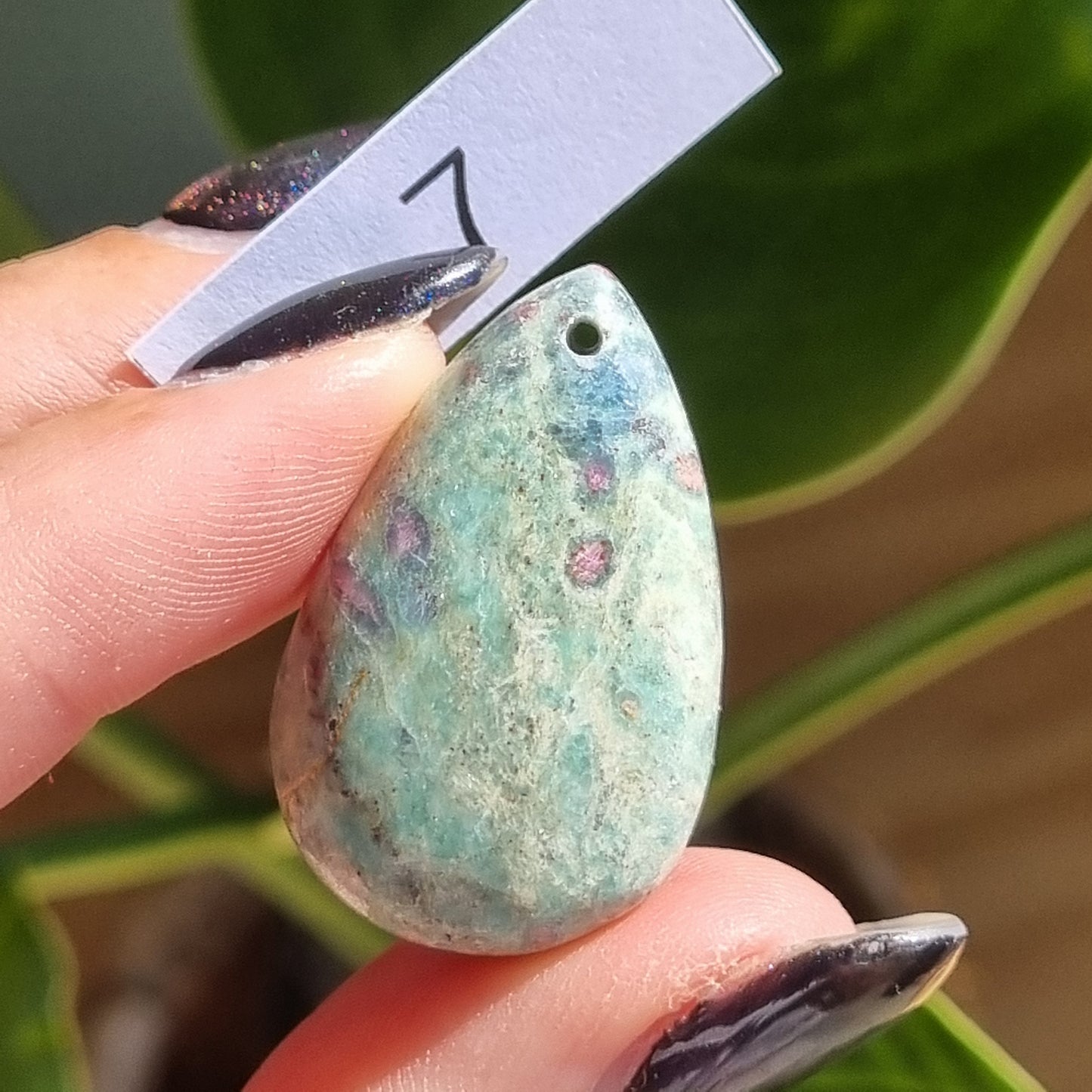 Ruby Fuchsite Drilled Cabochon