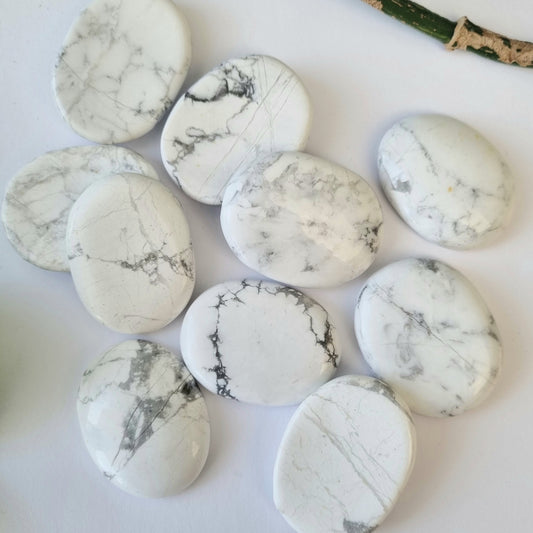 White Howlite Worry Stone - Sparrow and Fox